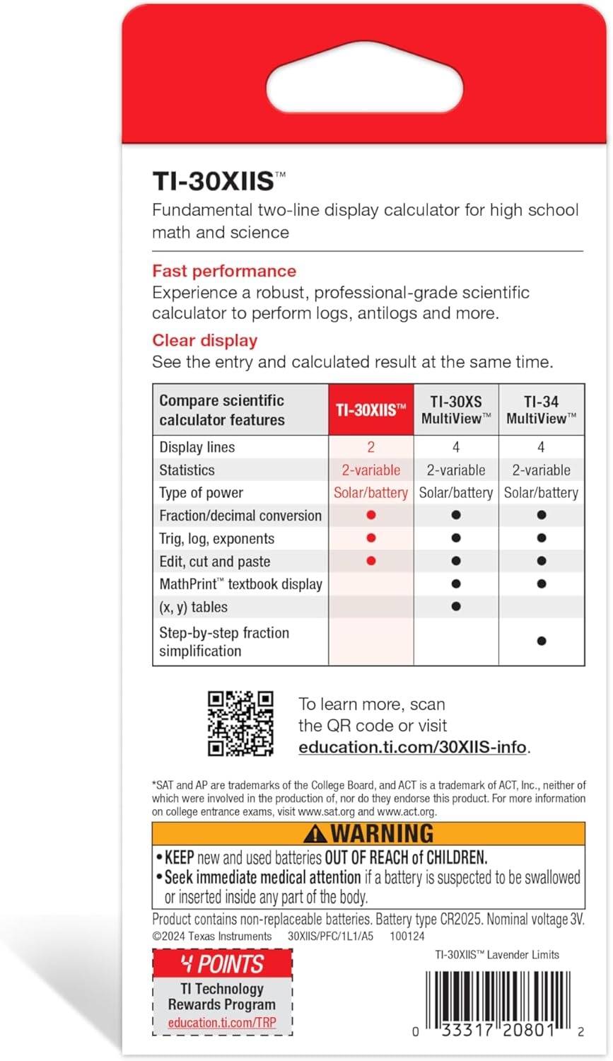 image:imageTI30XIIS Scientific Calculator Lavender LimitsLavender