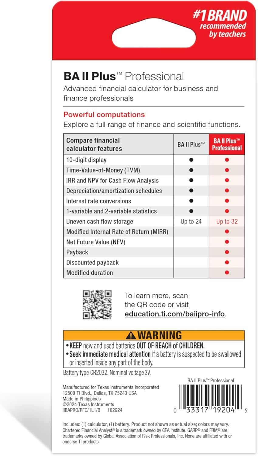 image:imageTexas Instruments BA II Plus Professional Financial Calculator