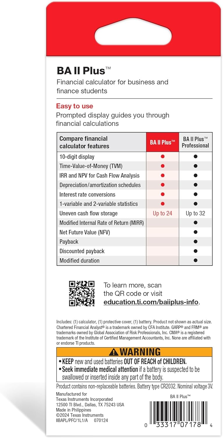 image:imageTexas Instruments IIBAPLTBL1L1 BA II Plus Financial Calculator Black small