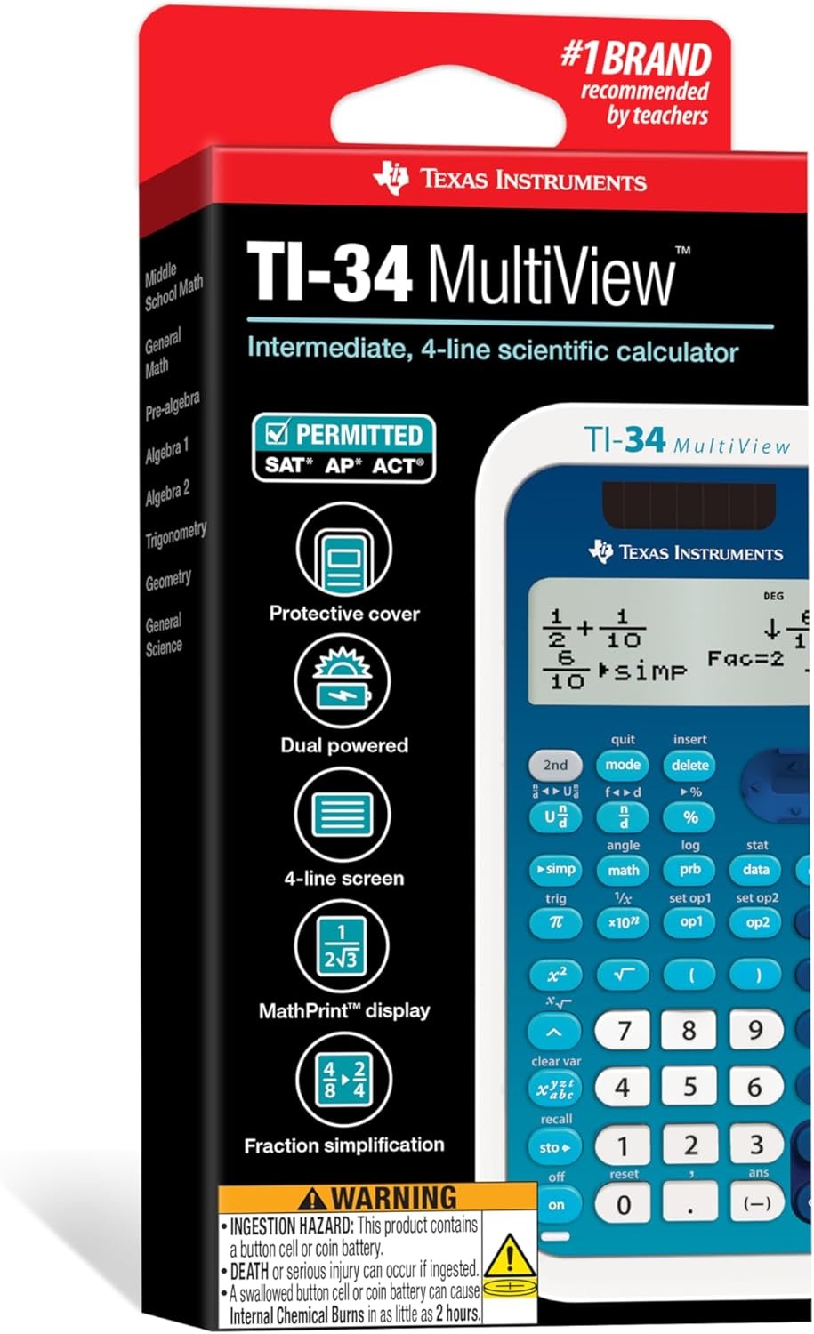 image:imageTexas Instruments TI34 MultiView Scientific CalculatorBlue White