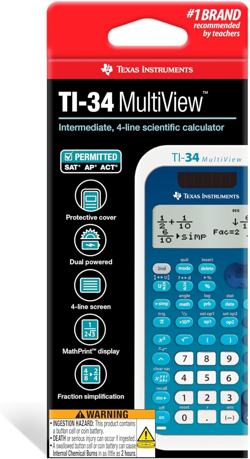 image:imageTexas Instruments TI34 MultiView Scientific CalculatorBlue White