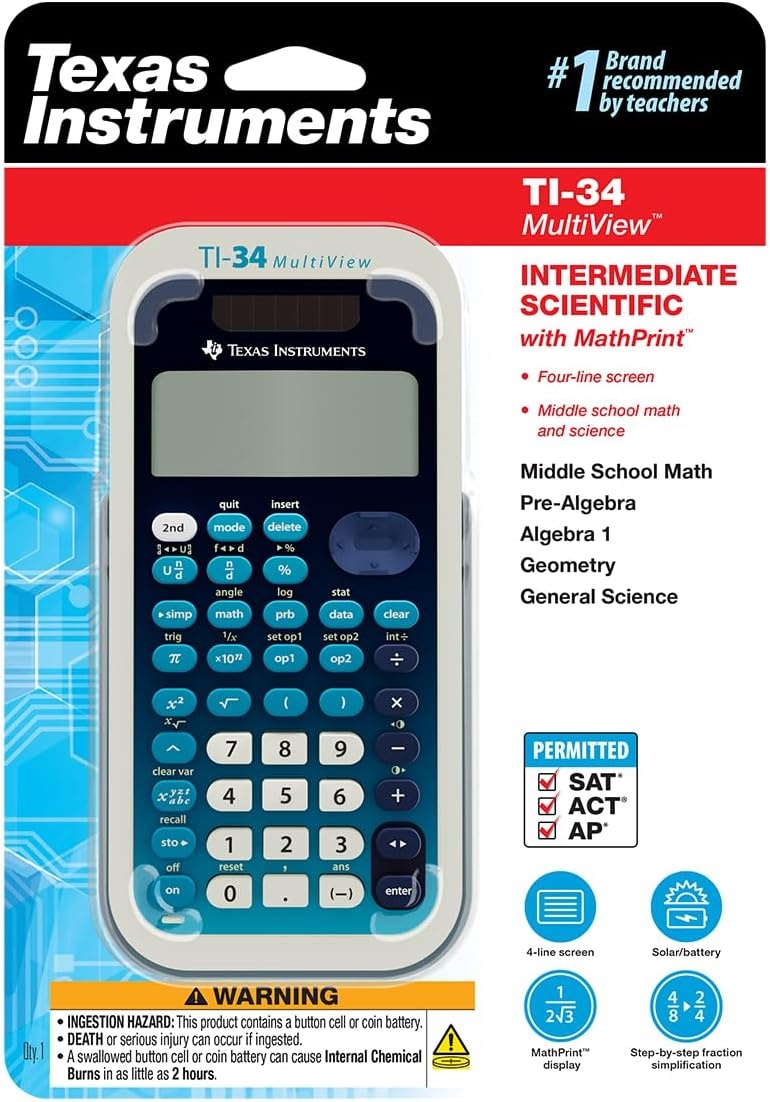 image:imageTexas Instruments TI34 MultiView Scientific CalculatorBlue White