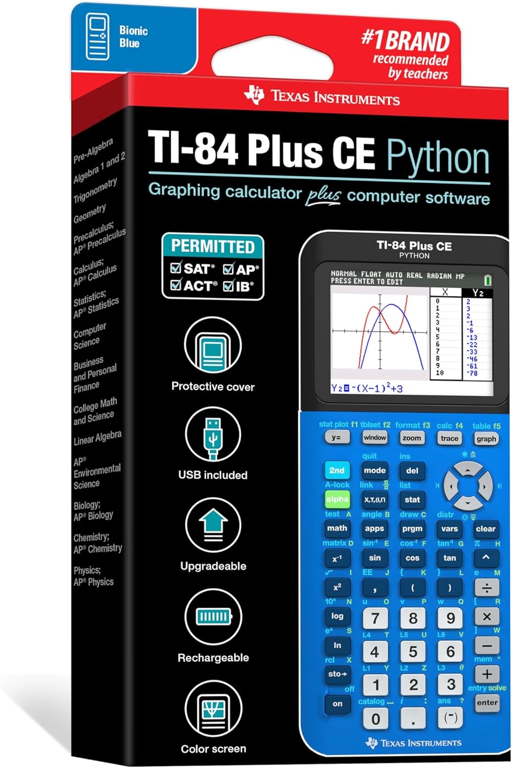 image:imageTexas Instruments TI84 Plus CE Color Graphing Calculator BlackBlue