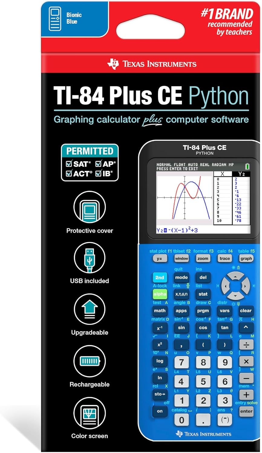 image:imageTexas Instruments TI84 Plus CE Color Graphing Calculator BlackBlue