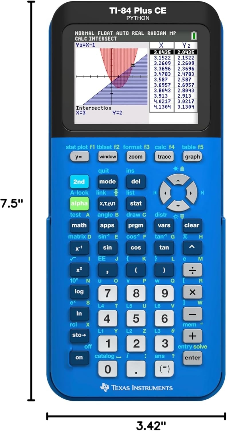 image:imageTexas Instruments TI84 Plus CE Color Graphing Calculator BlackBlue