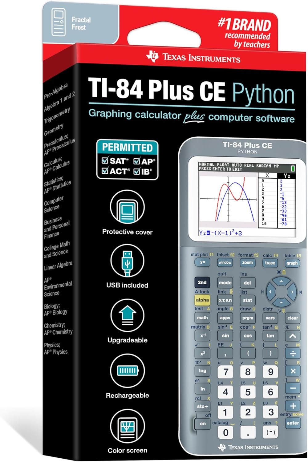 image:imageTexas Instruments TI84 Plus CE Color Graphing Calculator BlackFractal Frost