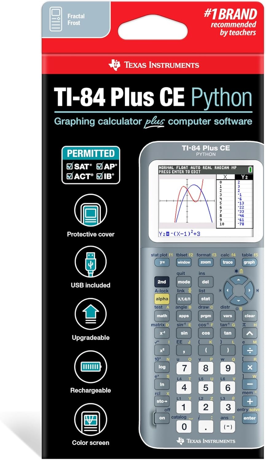 image:imageTexas Instruments TI84 Plus CE Color Graphing Calculator BlackFractal Frost