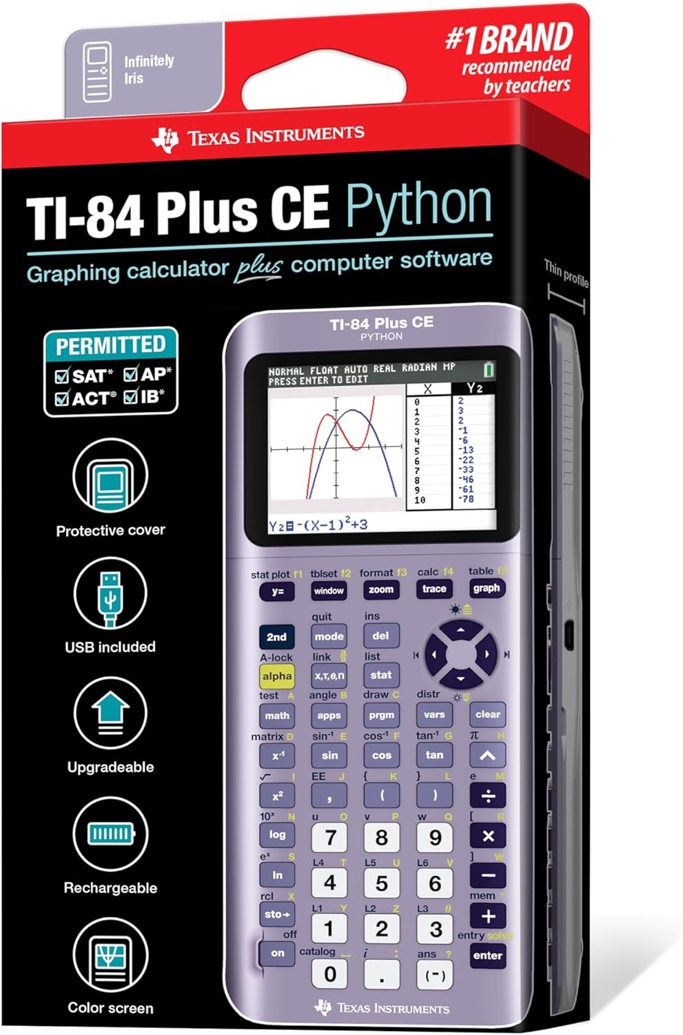 image:imageTexas Instruments TI84 Plus CE Color Graphing Calculator BlackInfinitely Iris Purple