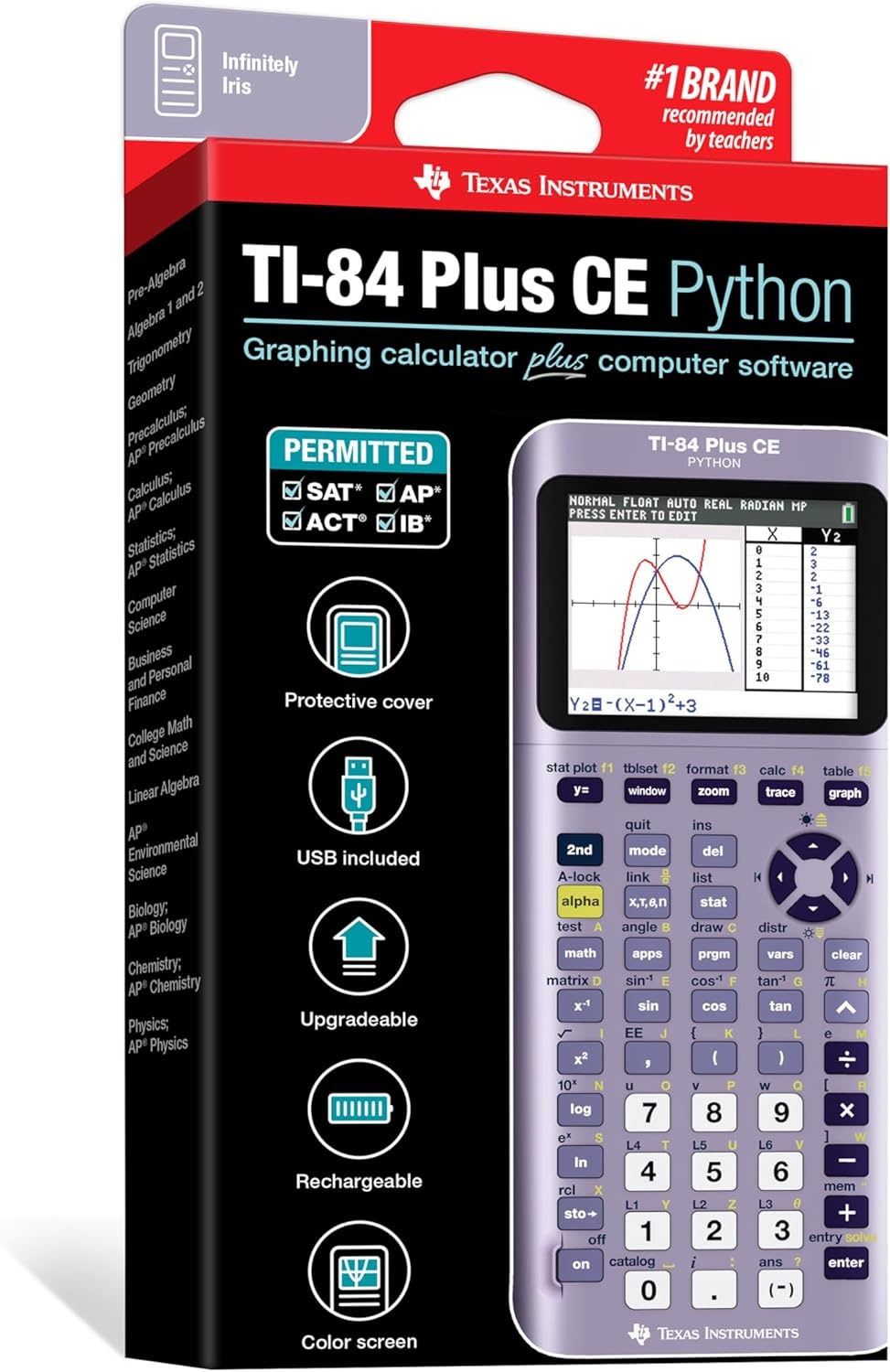 image:imageTexas Instruments TI84 Plus CE Color Graphing Calculator BlackInfinitely Iris Purple
