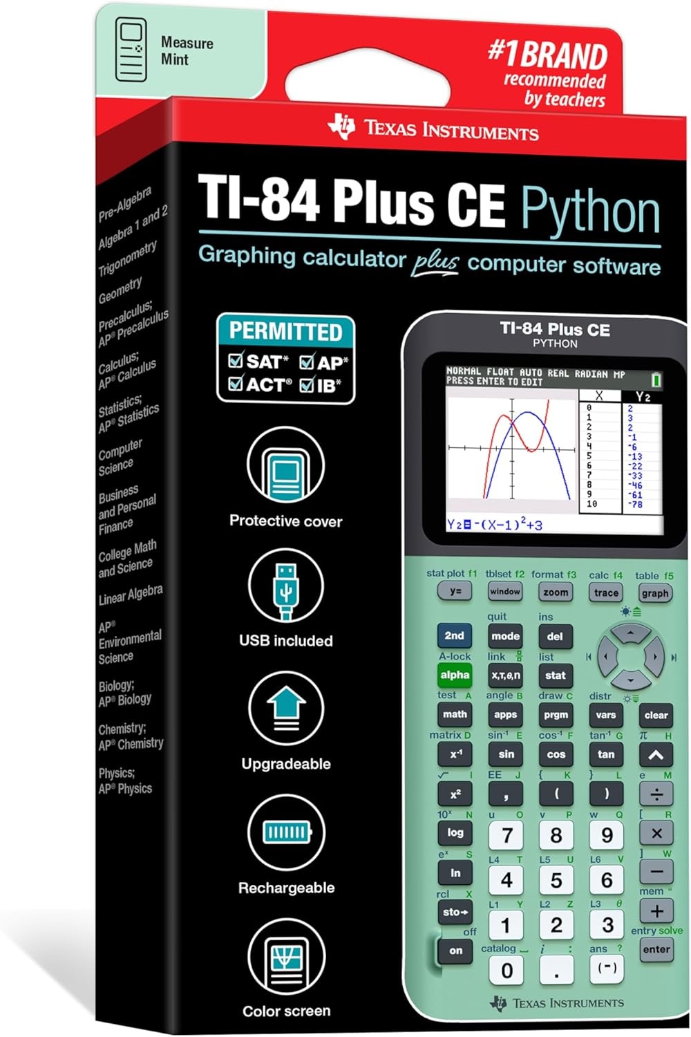 image:imageTexas Instruments TI84 Plus CE Color Graphing Calculator BlackMint