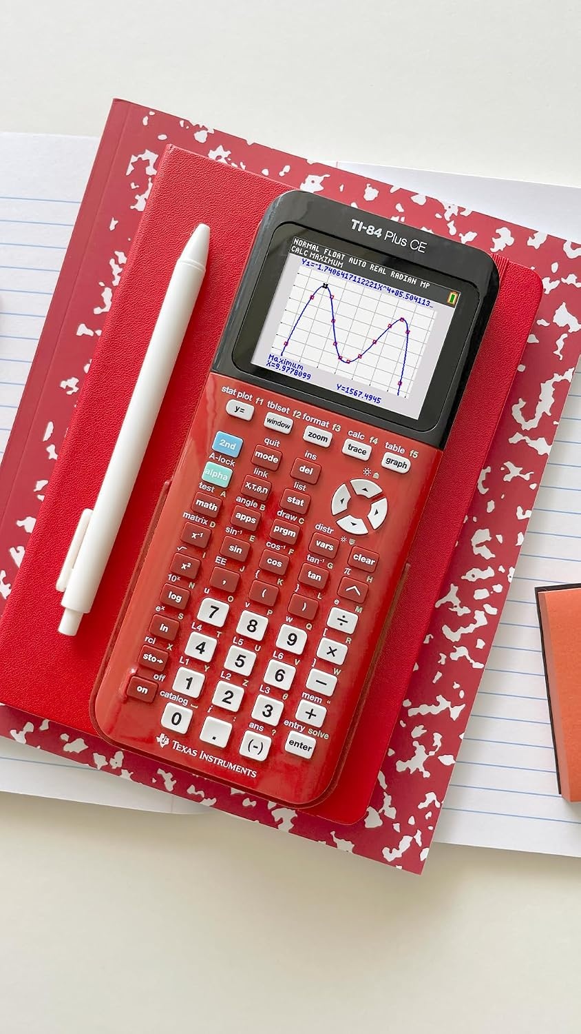 image:imageTexas Instruments TI84 Plus CE Color Graphing Calculator BlackRadical Red