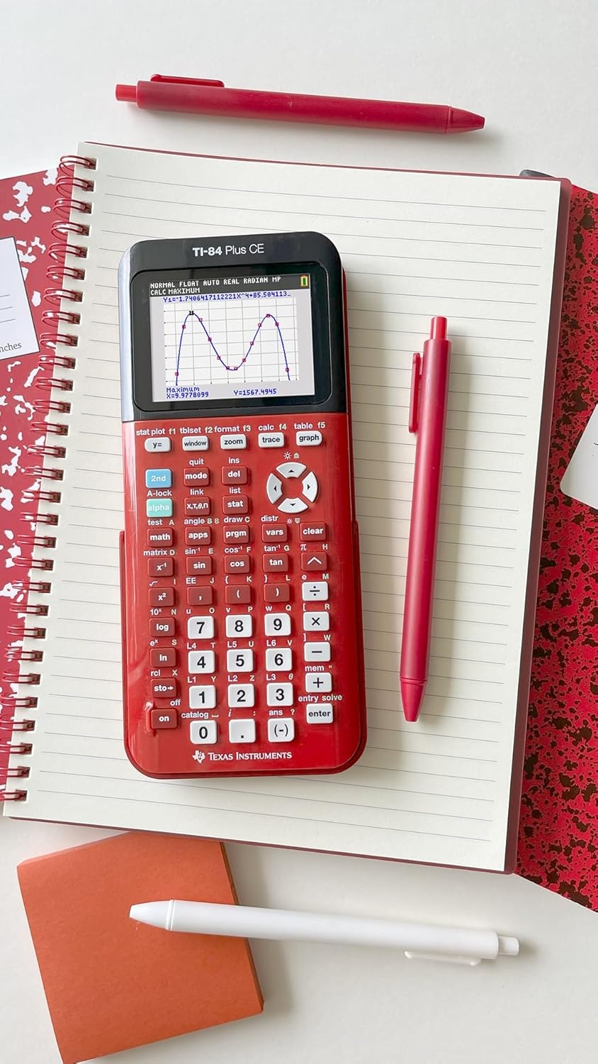 image:imageTexas Instruments TI84 Plus CE Color Graphing Calculator BlackRadical Red