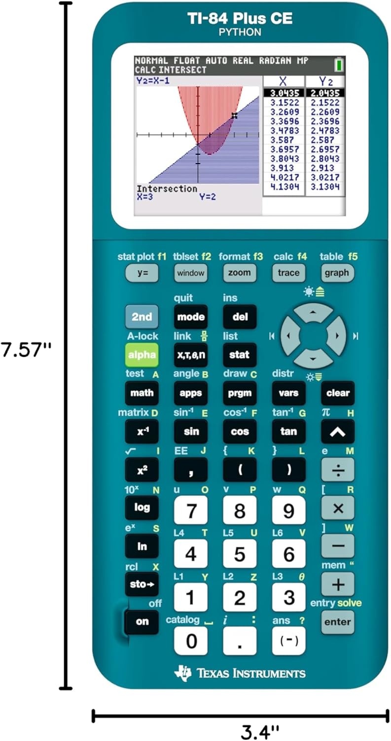 image:imageTexas Instruments TI84 Plus CE Color Graphing Calculator BlackTrinomial Teal