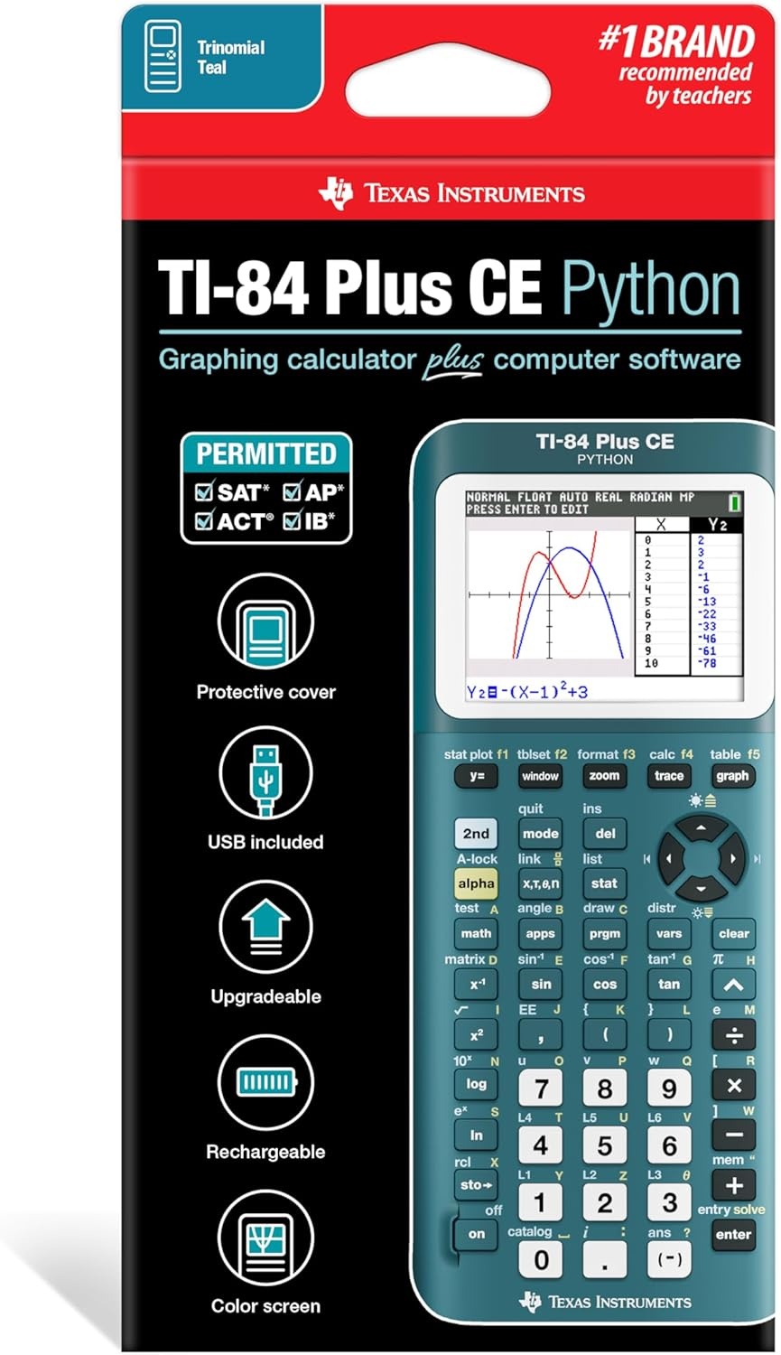 image:imageTexas Instruments TI84 Plus CE Color Graphing Calculator BlackTrinomial Teal
