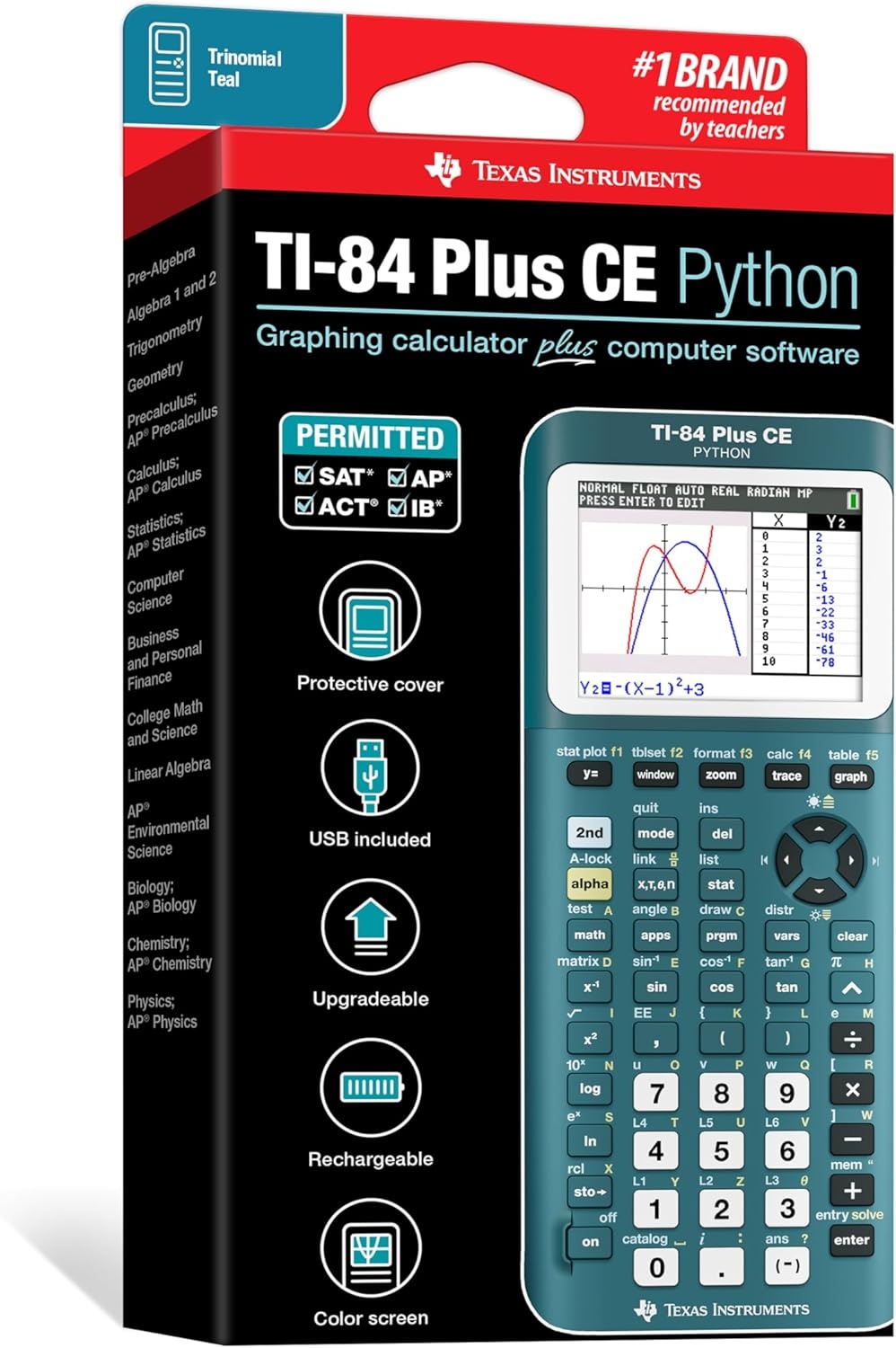 image:imageTexas Instruments TI84 Plus CE Color Graphing Calculator BlackTrinomial Teal