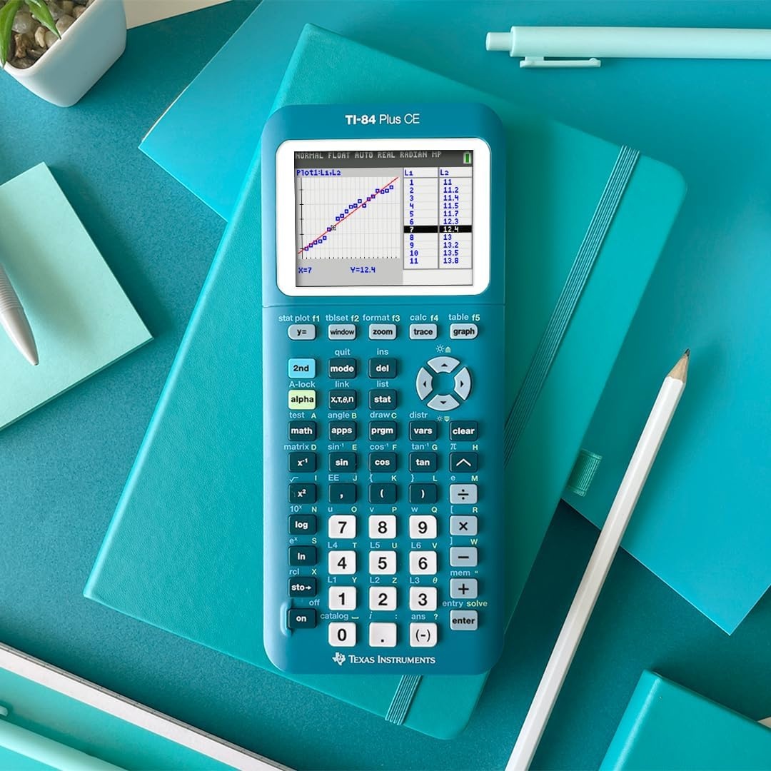 image:imageTexas Instruments TI84 Plus CE Color Graphing Calculator BlackTrinomial Teal