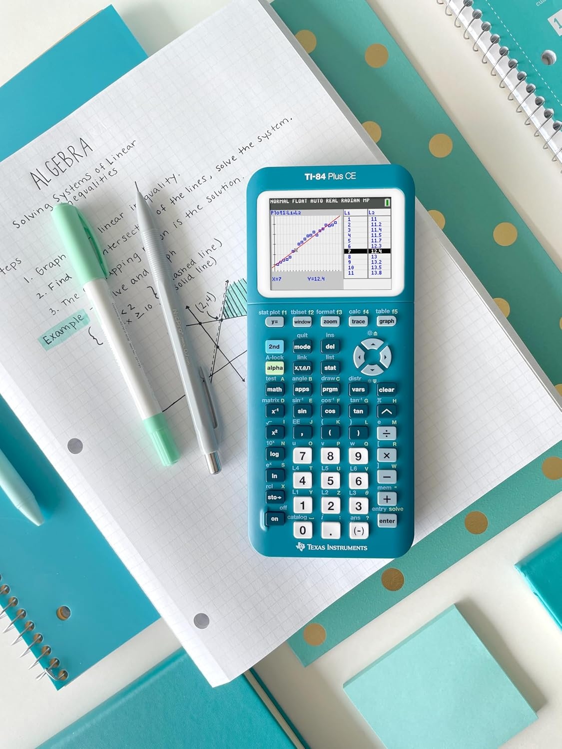 image:imageTexas Instruments TI84 Plus CE Color Graphing Calculator BlackTrinomial Teal
