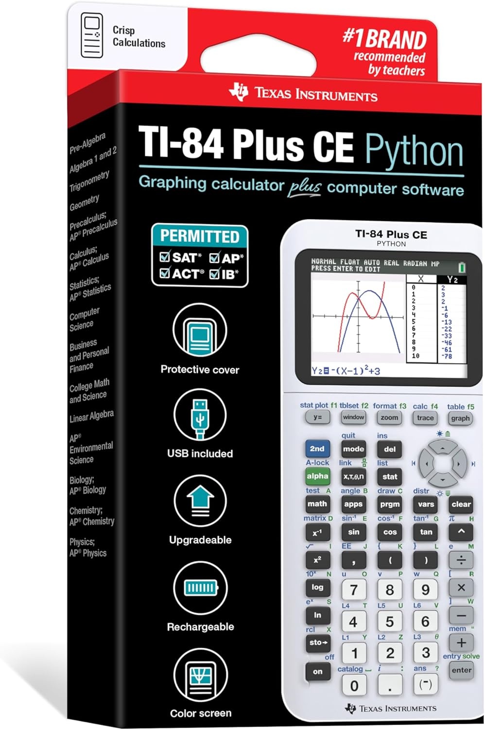 image:imageTexas Instruments TI84 Plus CE Color Graphing Calculator BlackWhite