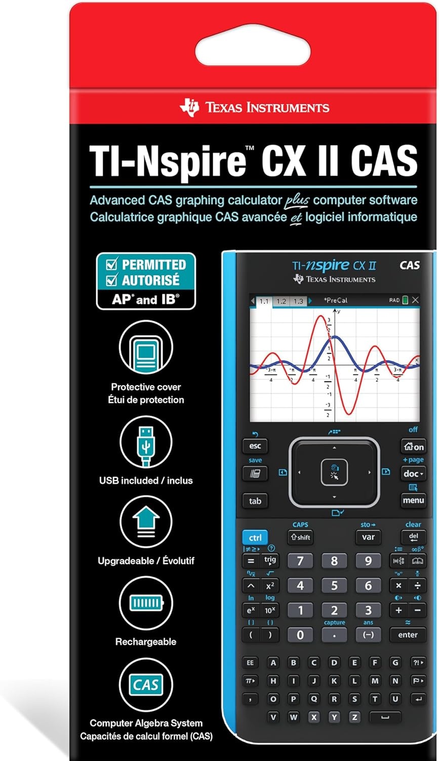 image:imageTexas Instruments TINspire CX II CAS Color Graphing Calculator with Student Software PCMac