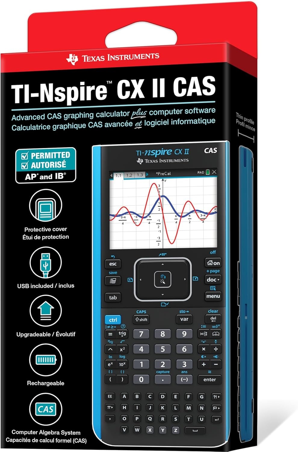 image:imageTexas Instruments TINspire CX II CAS Color Graphing Calculator with Student Software PCMac