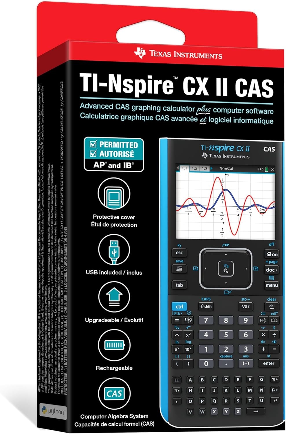 image:imageTexas Instruments TINspire CX II CAS Color Graphing Calculator with Student Software PCMac
